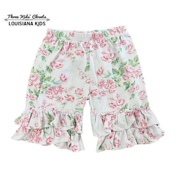 Girls Sz S (2) Floral Print Ruffle Shorts - Picture 1 of 3